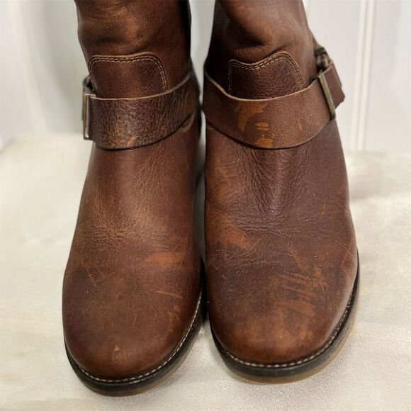 Fabianelli Italian Leather Harness Moto Boots Brown 38 US 7.5 8 Western Zip VTG - Picture 2 of 7
